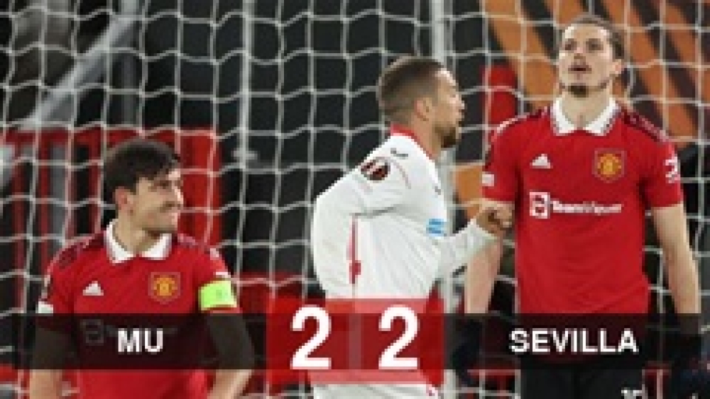 Kết quả MU 2-2 Sevilla: Bi kịch hàng thủ, MU đánh rơi chiến thắng ở Old Trafford