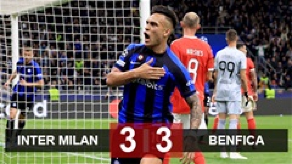 Kết quả Inter 3-3 Benfica (5-3): Nerazzurri vào bán kết gặp Milan