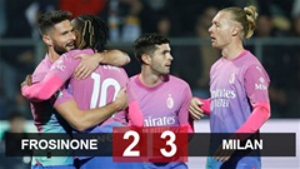 Kết quả Frosinone 2-3 Milan: Jovic ghi bàn muộn, Milan giành trọn 3 điểm