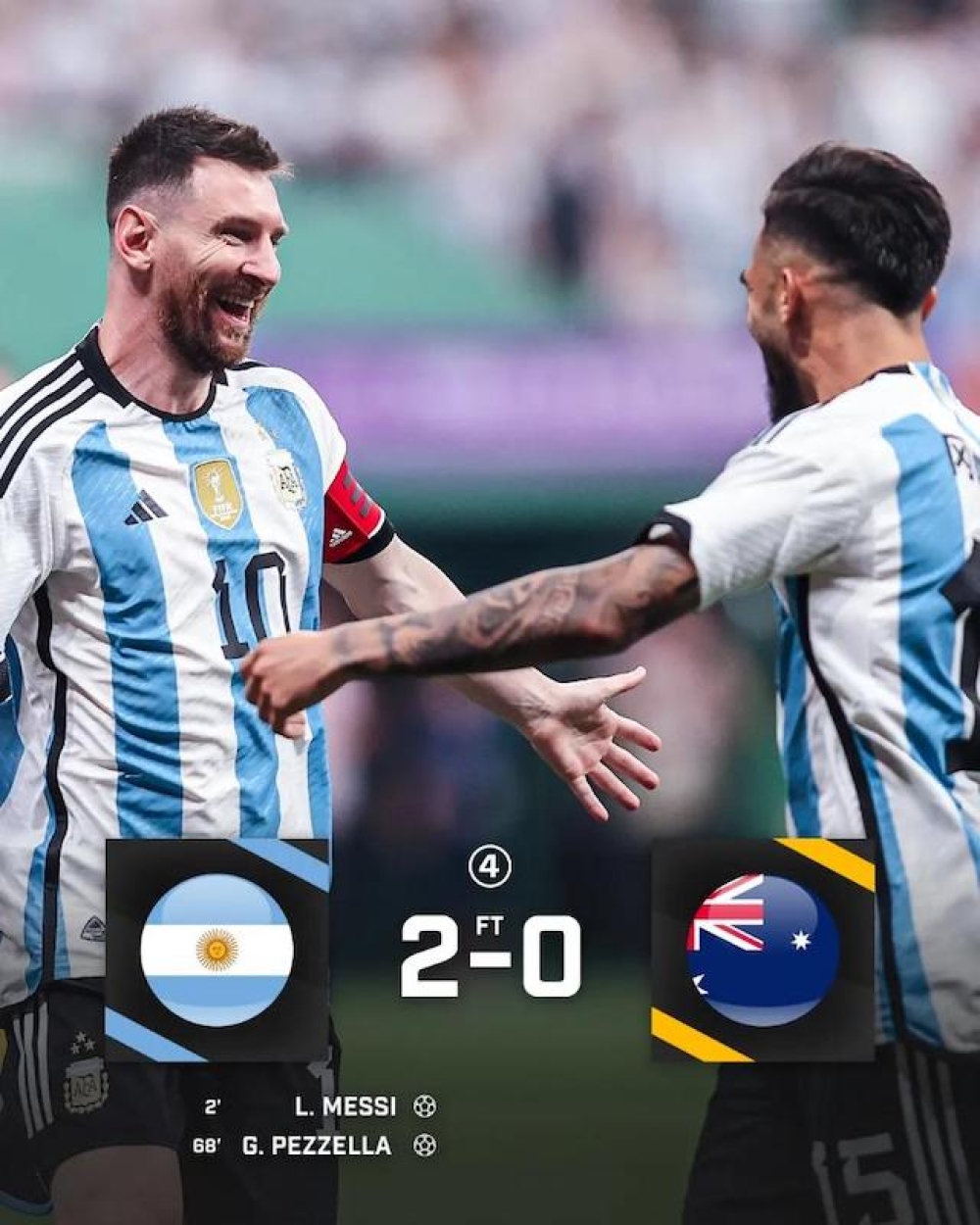 Argentina 2-0 Australia – Messi lập tuyệt phẩm trong trận giao hữu